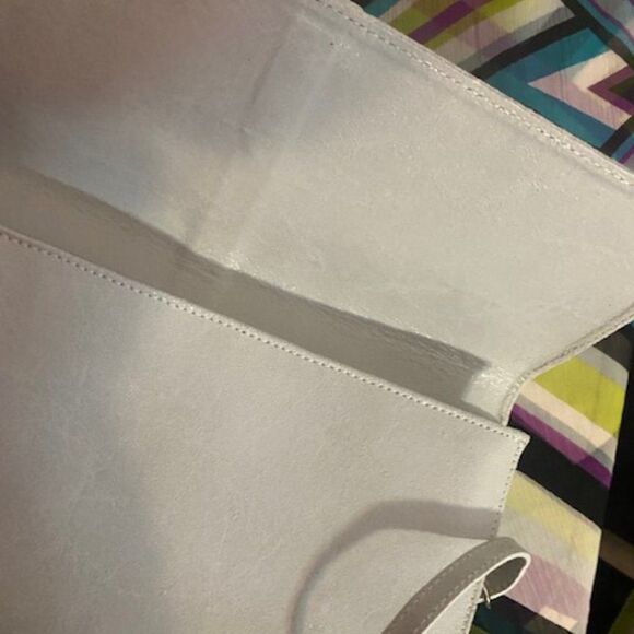 Madeinitalia White Leather Clutch Crossbody Bag - Picture 5 of 7